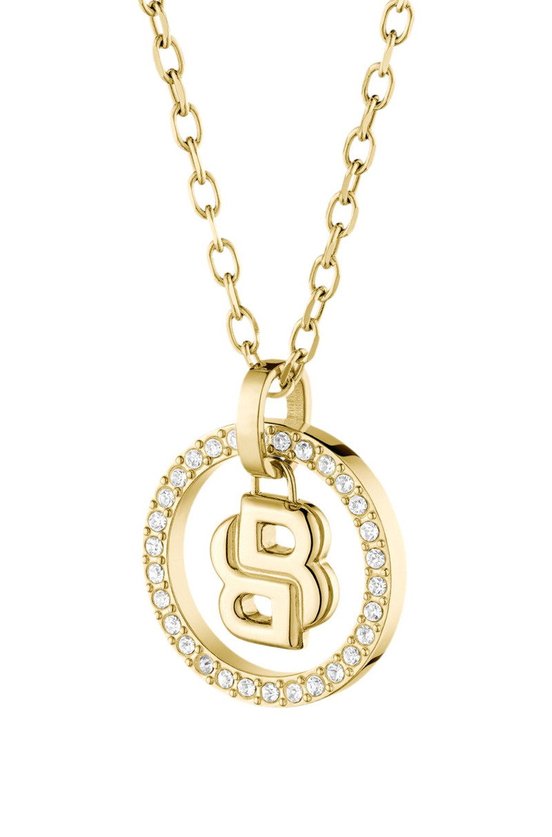 BOSS GOLD-TONE NECKLACE WITH DOUBLE B MONOGRAM PENDANT outlook