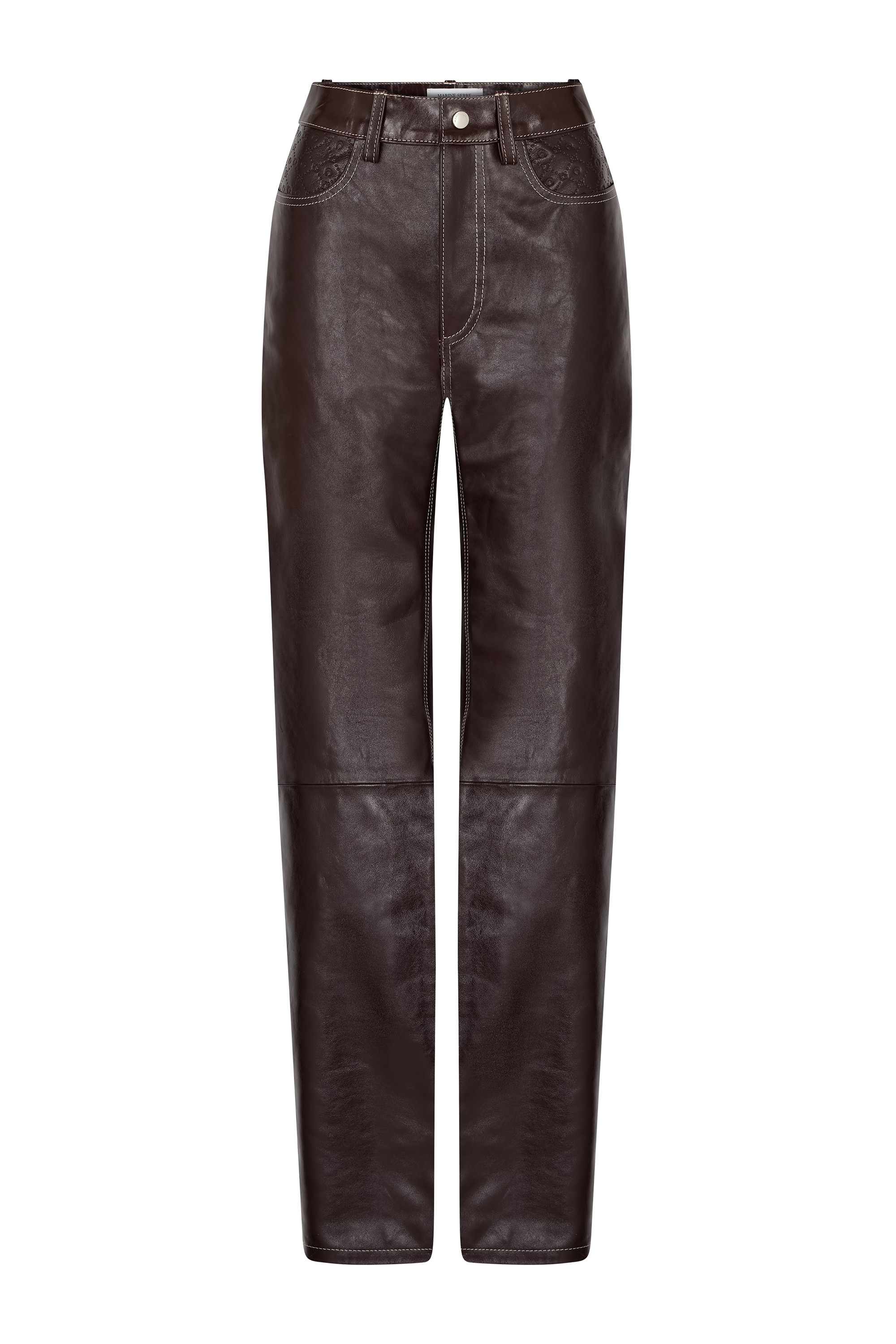 Embossed Leather Straight Leg Pants - 1
