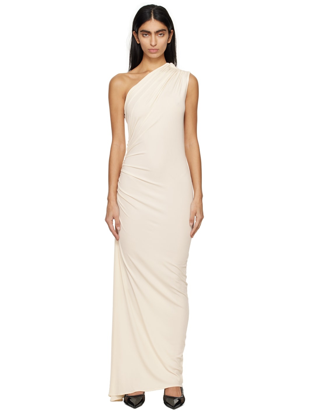 Off-White Single-Shoulder Maxi Dress - 1