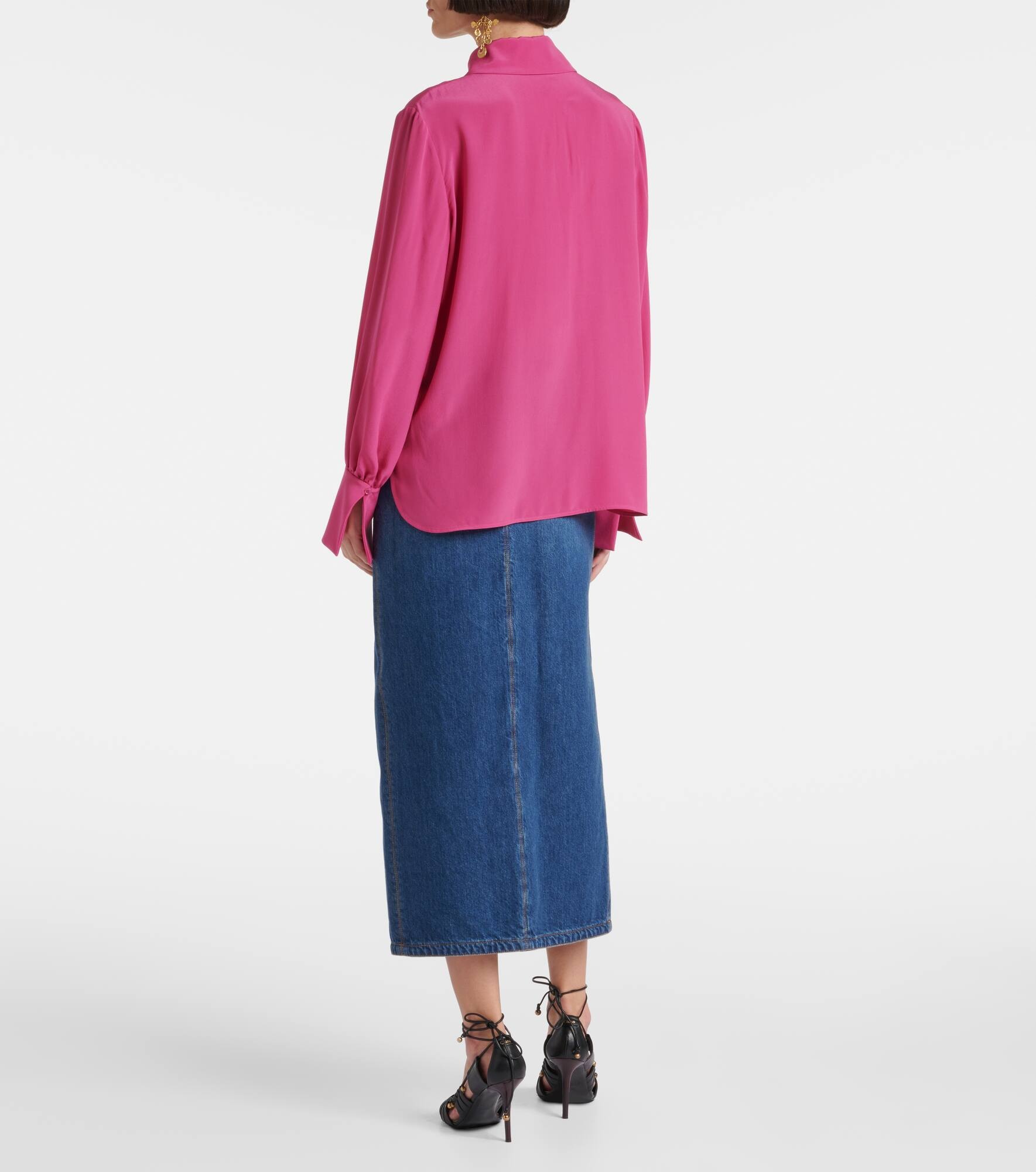 Tie-neck silk crêpe de chine blouse - 3