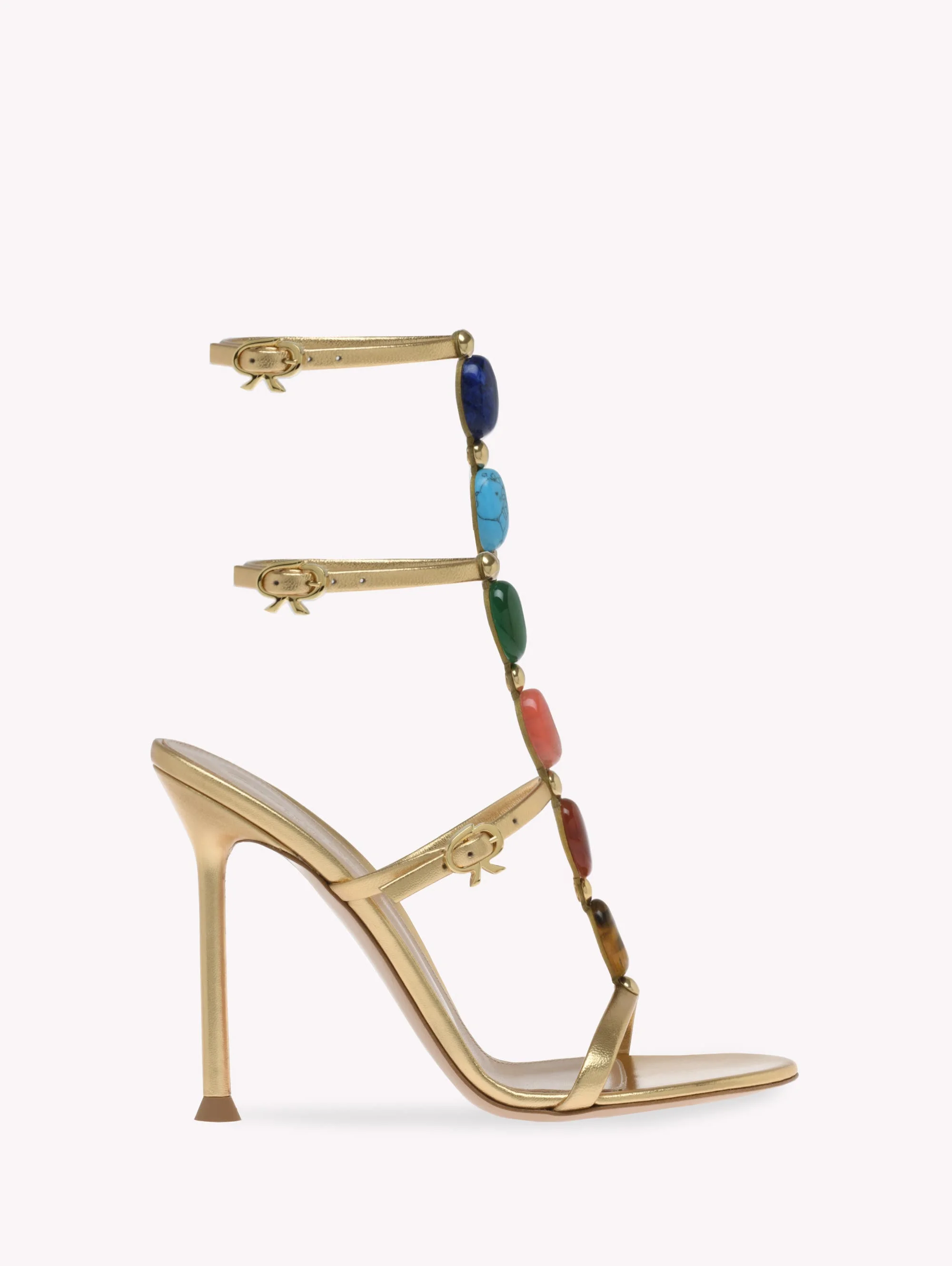 Gianvito Rossi Shanti Sandals in Metallic Gold Nappa at Nordstrom - 1