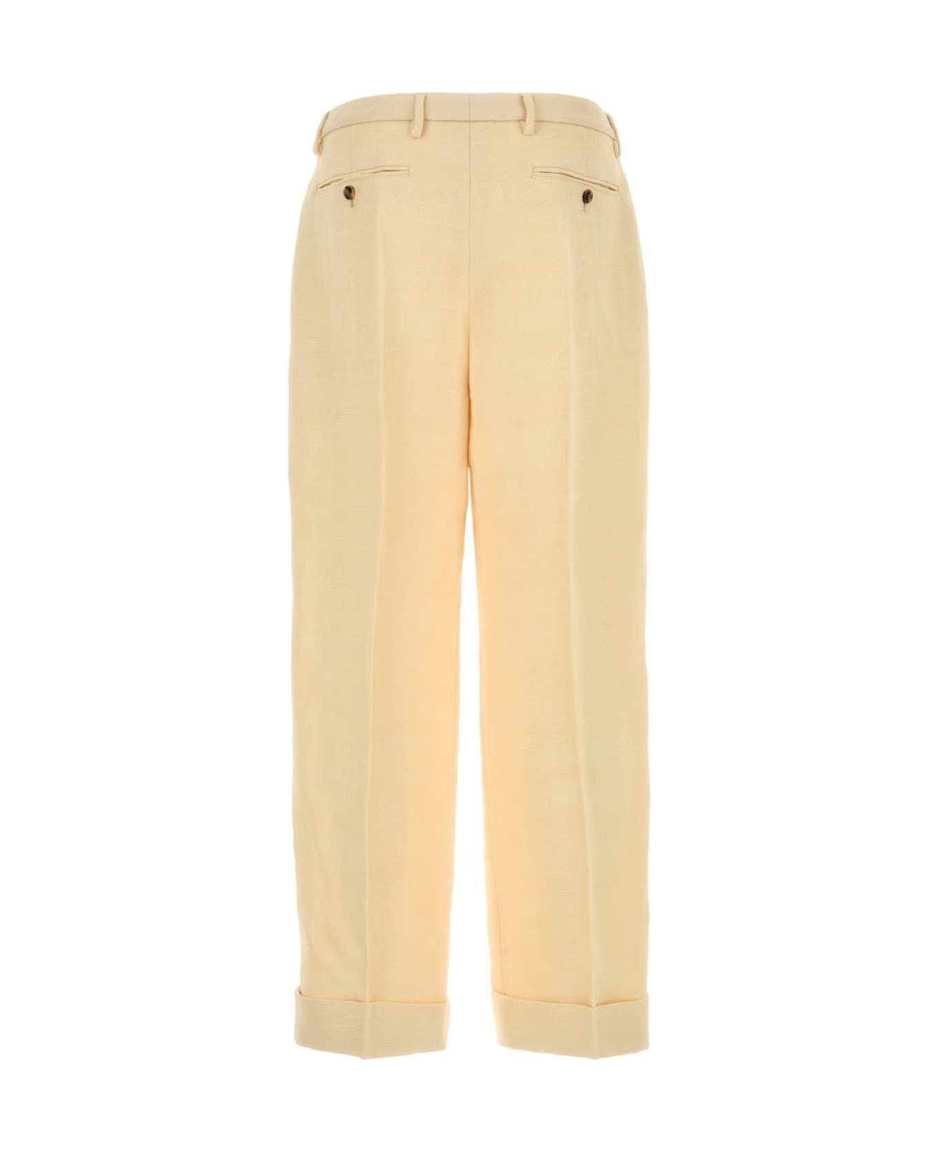 Cream Jute Blend Pant - 2