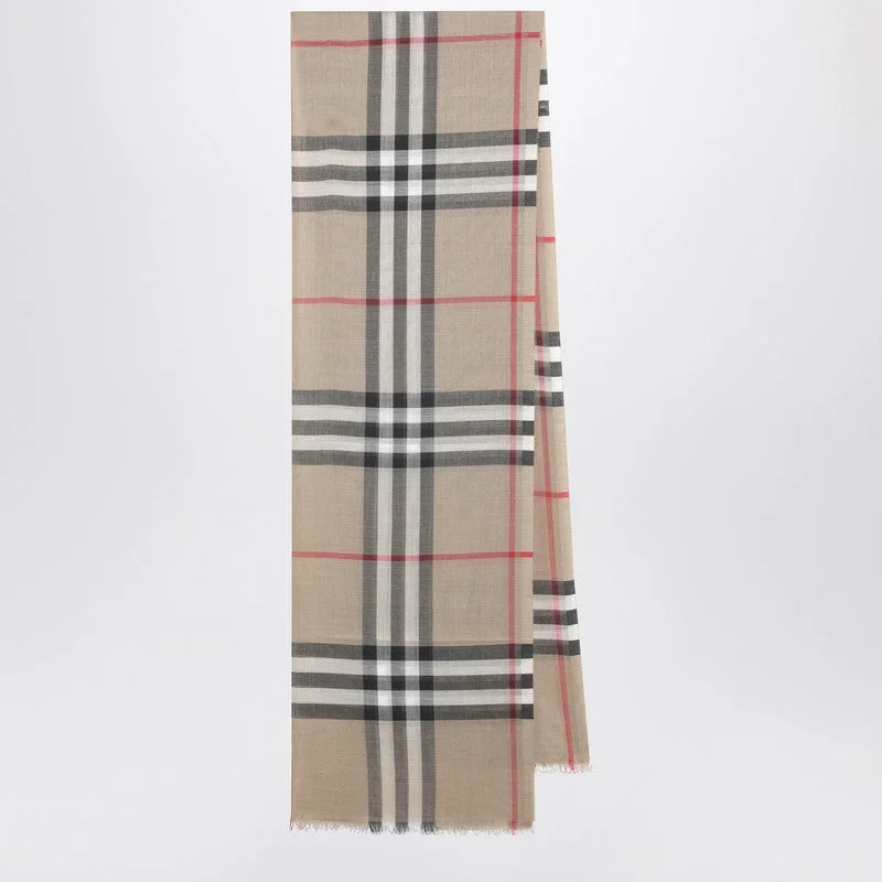 Burberry Wool And Silk Scarf With Check Motif Women - 1