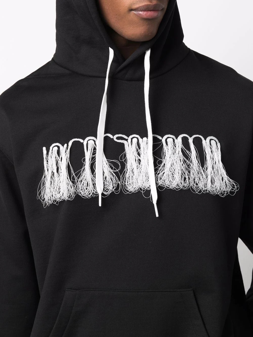 fringe embroidered cotton hoodie - 5