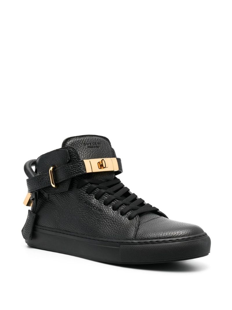 high-top leather sneakers - 2