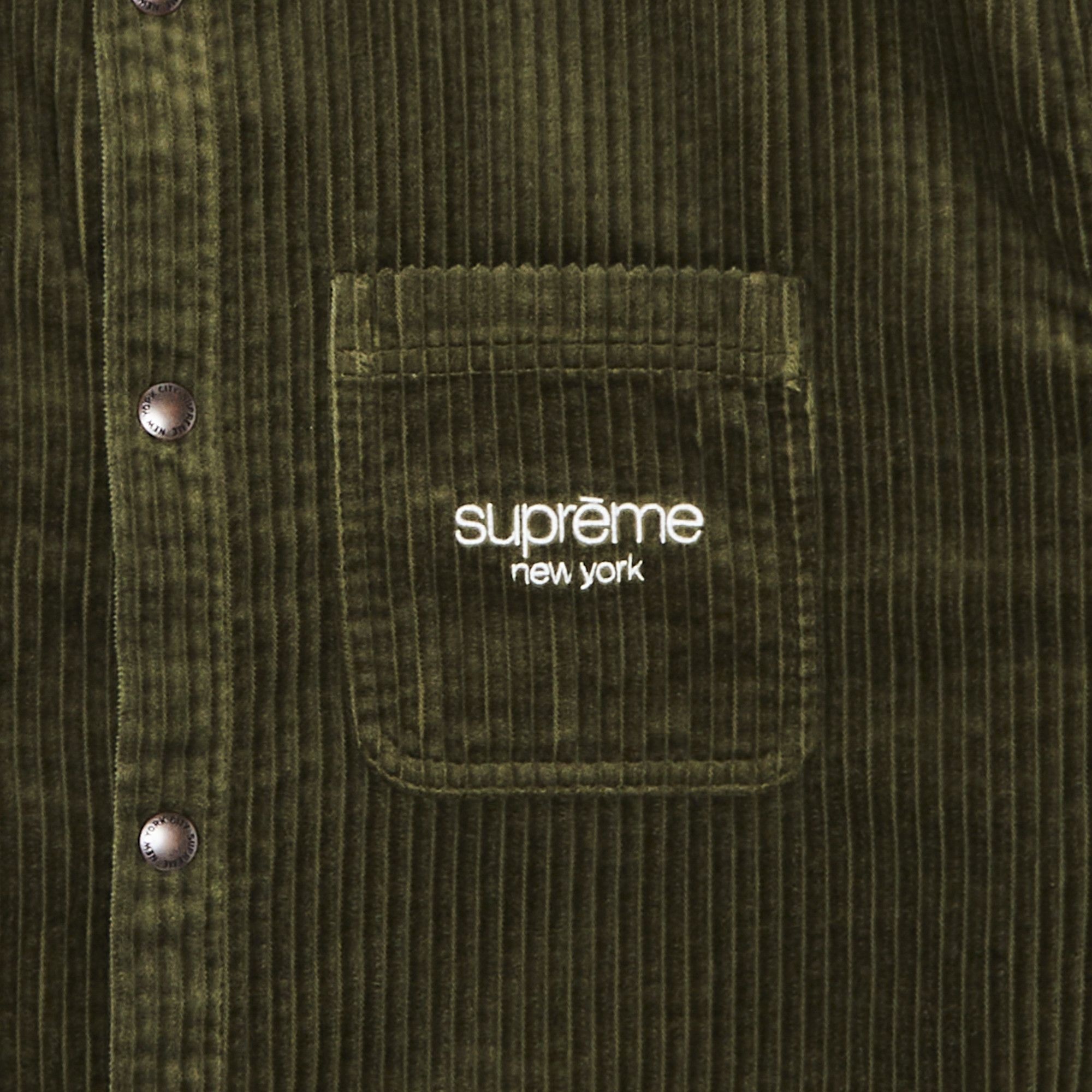 Supreme Wide Wale Corduroy Snap Shirt 'Olive' - 2