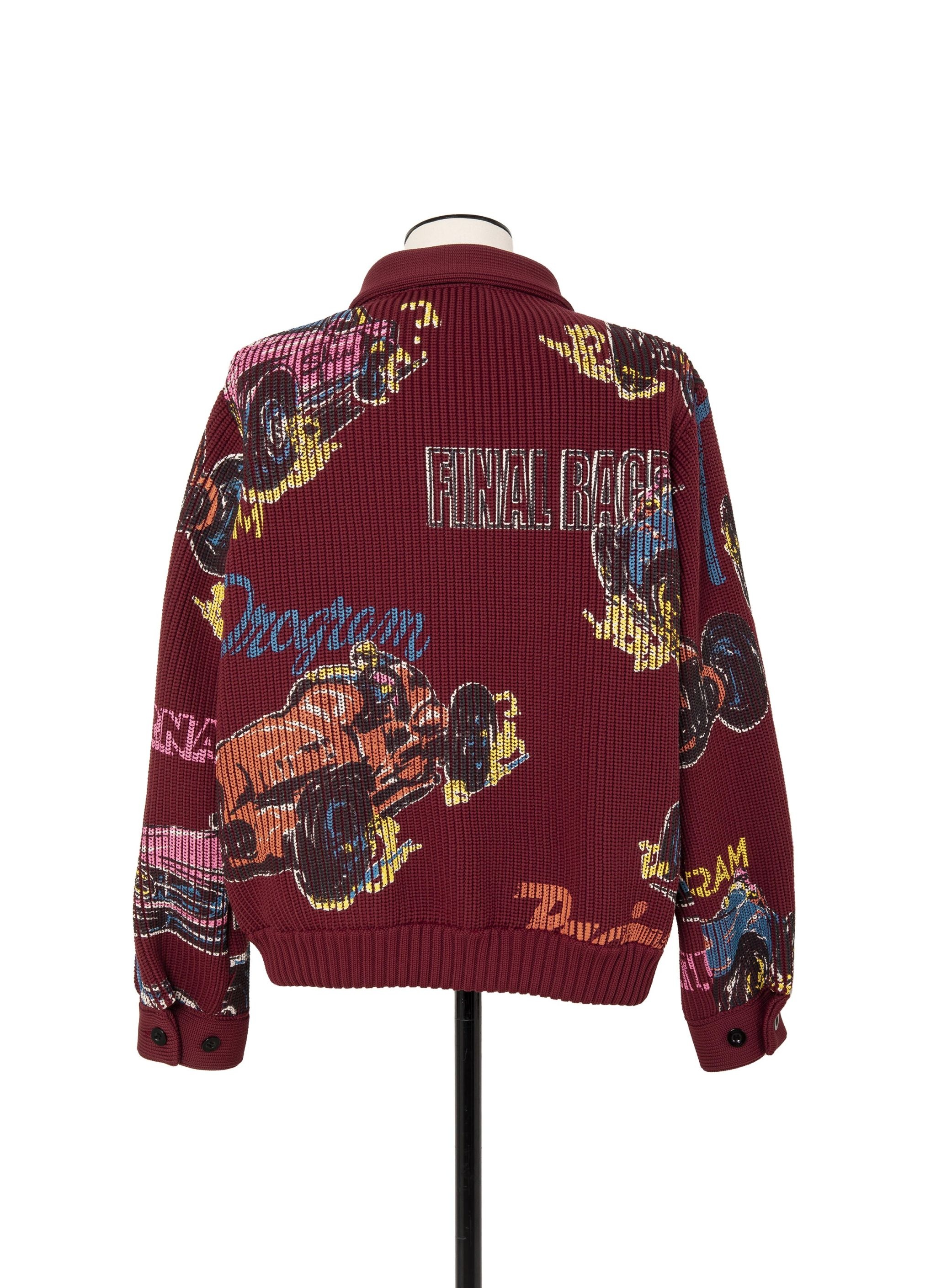 Car Race Print Knit Blouson - 4