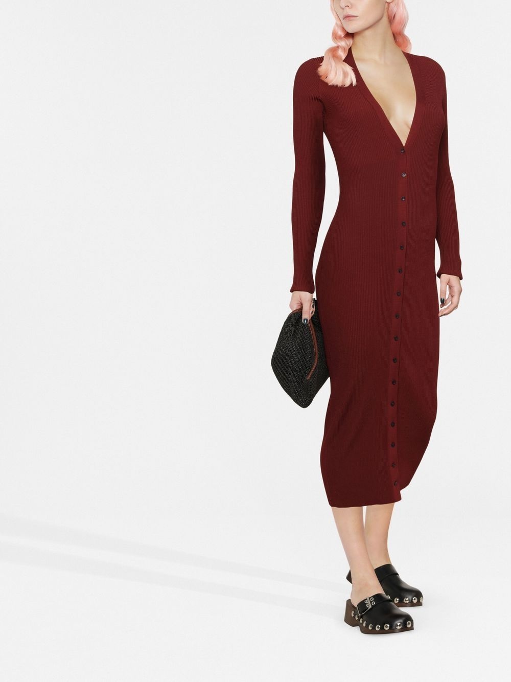 V-neck knitted dress - 2