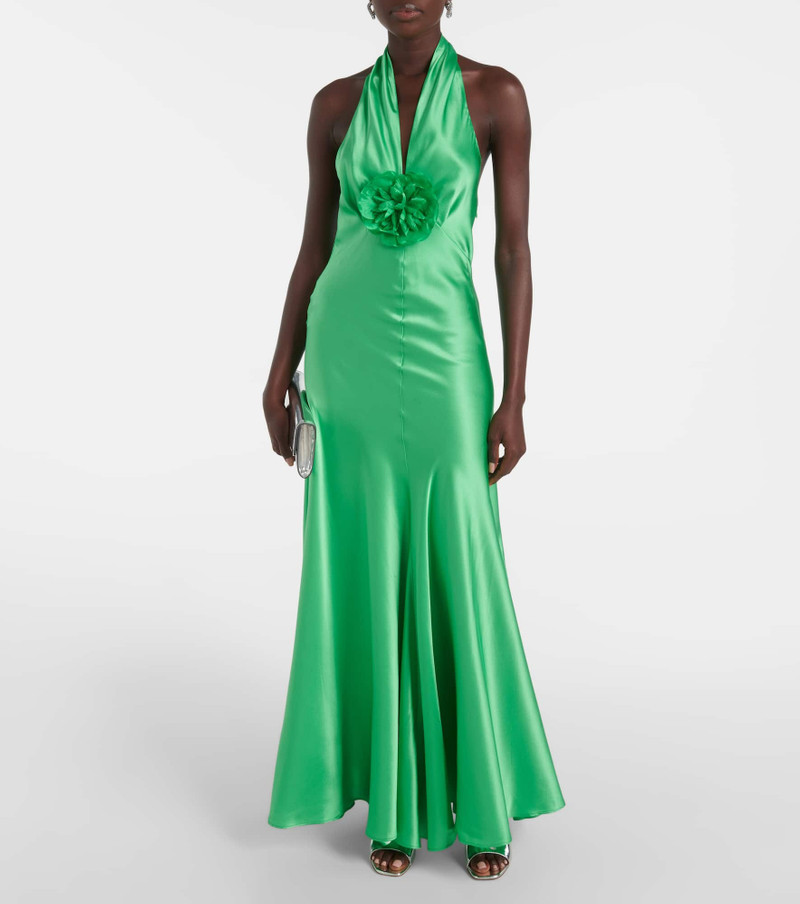 RODARTE Rose halterneck silk gown outlook