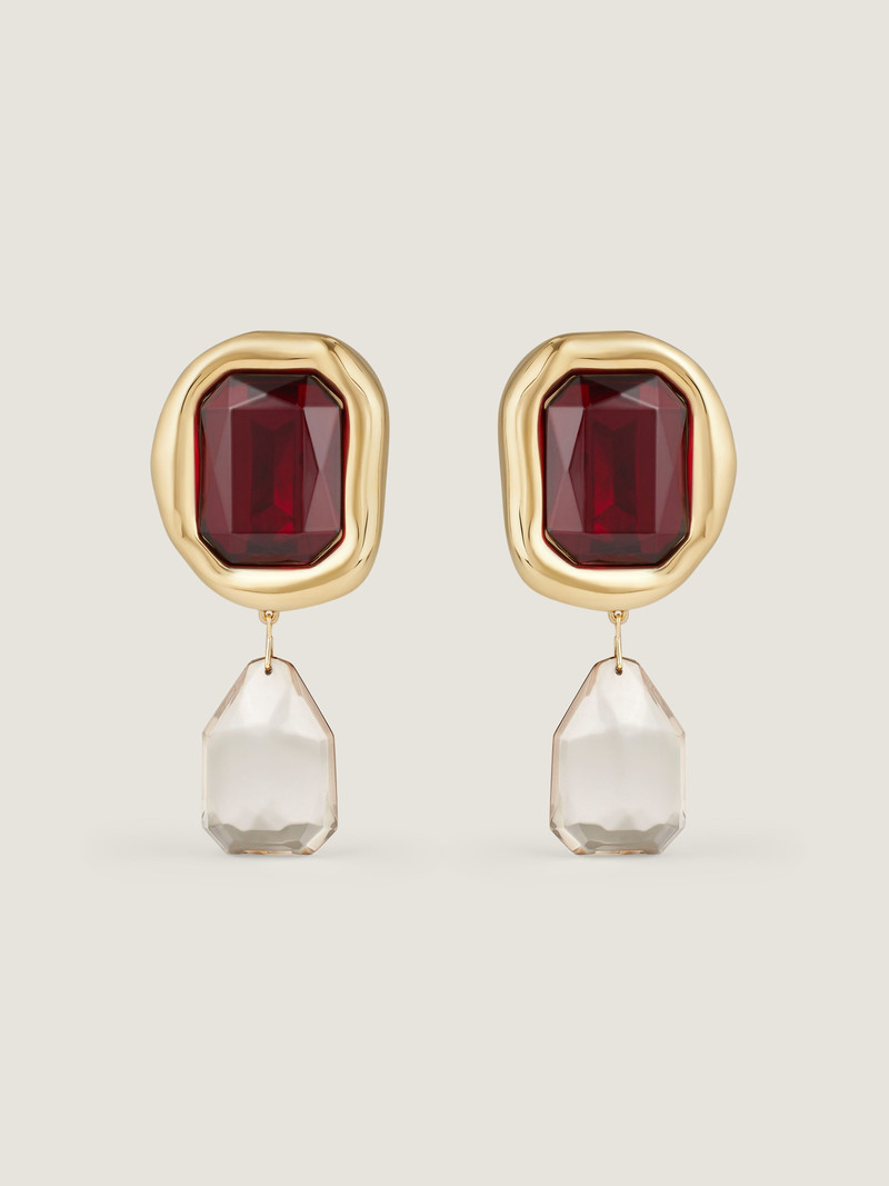SCULPTURAL CRYSTAL CLIP EARRINGS IN METAL AND CRYSTALS 1