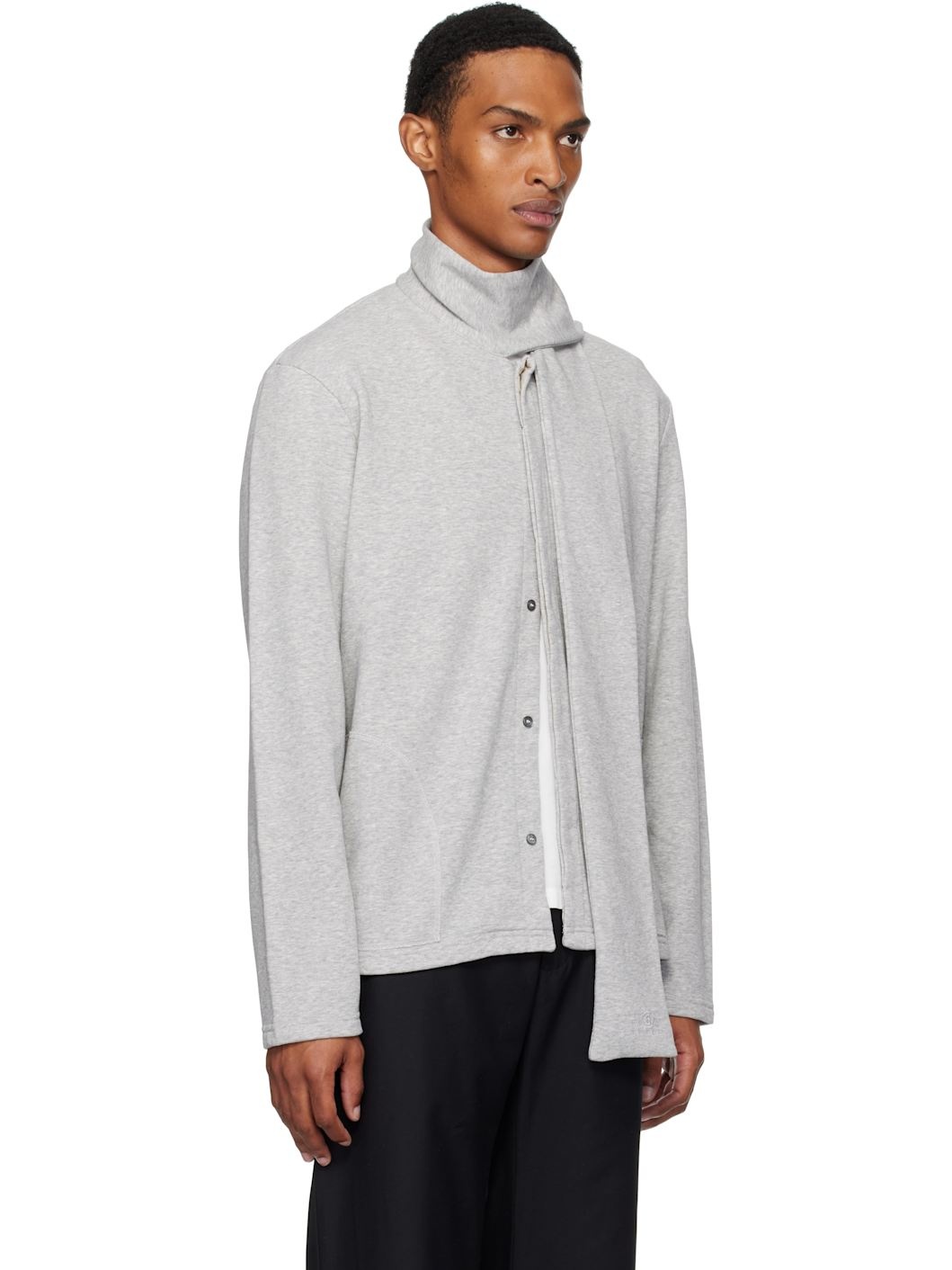 Gray Long Sleeve Scarf Sweatshirt - 2
