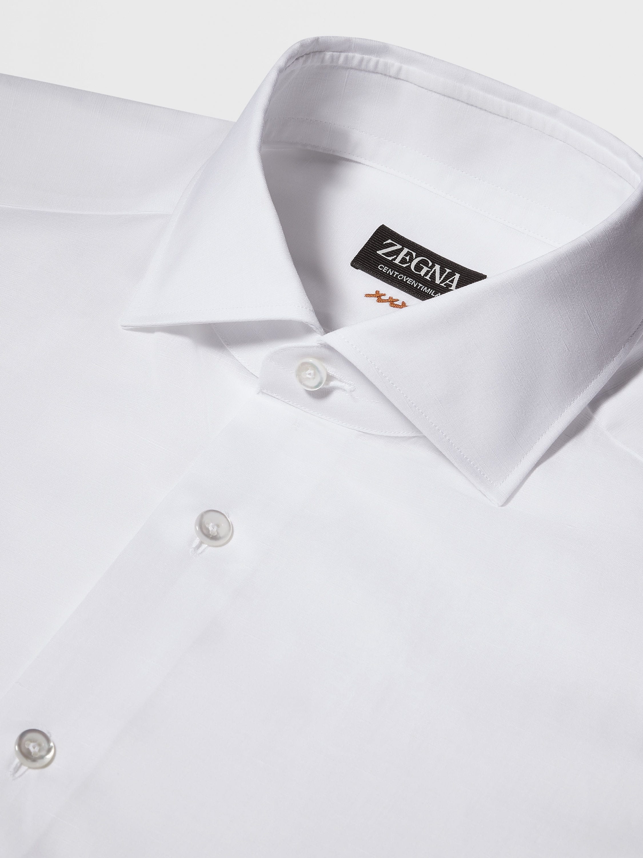 WHITE CENTOVENTIMILA COTTON AND LINEN SHIRT - 3