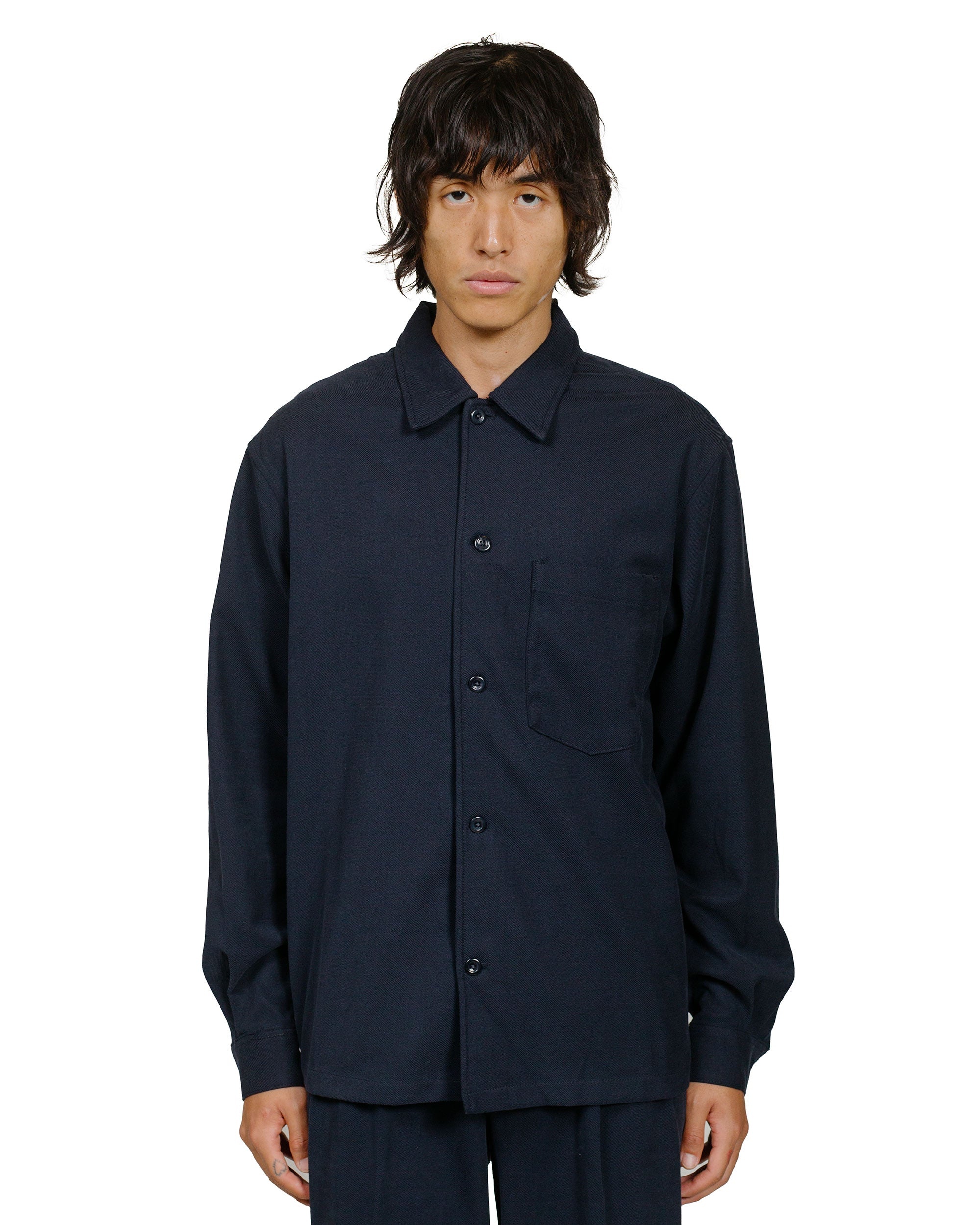 Carsten Cotton Wool LS Shirt Dark Navy - 2