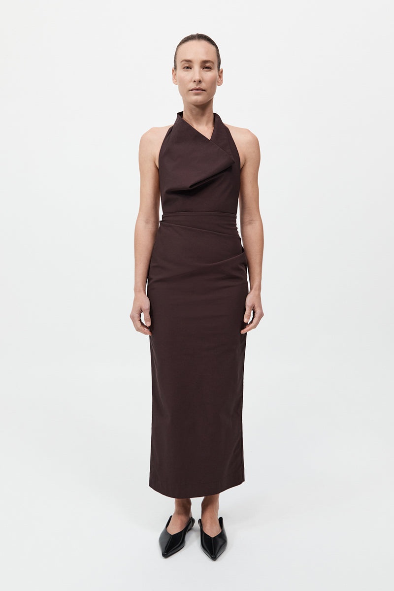Structural Tie Dress - Port - 2