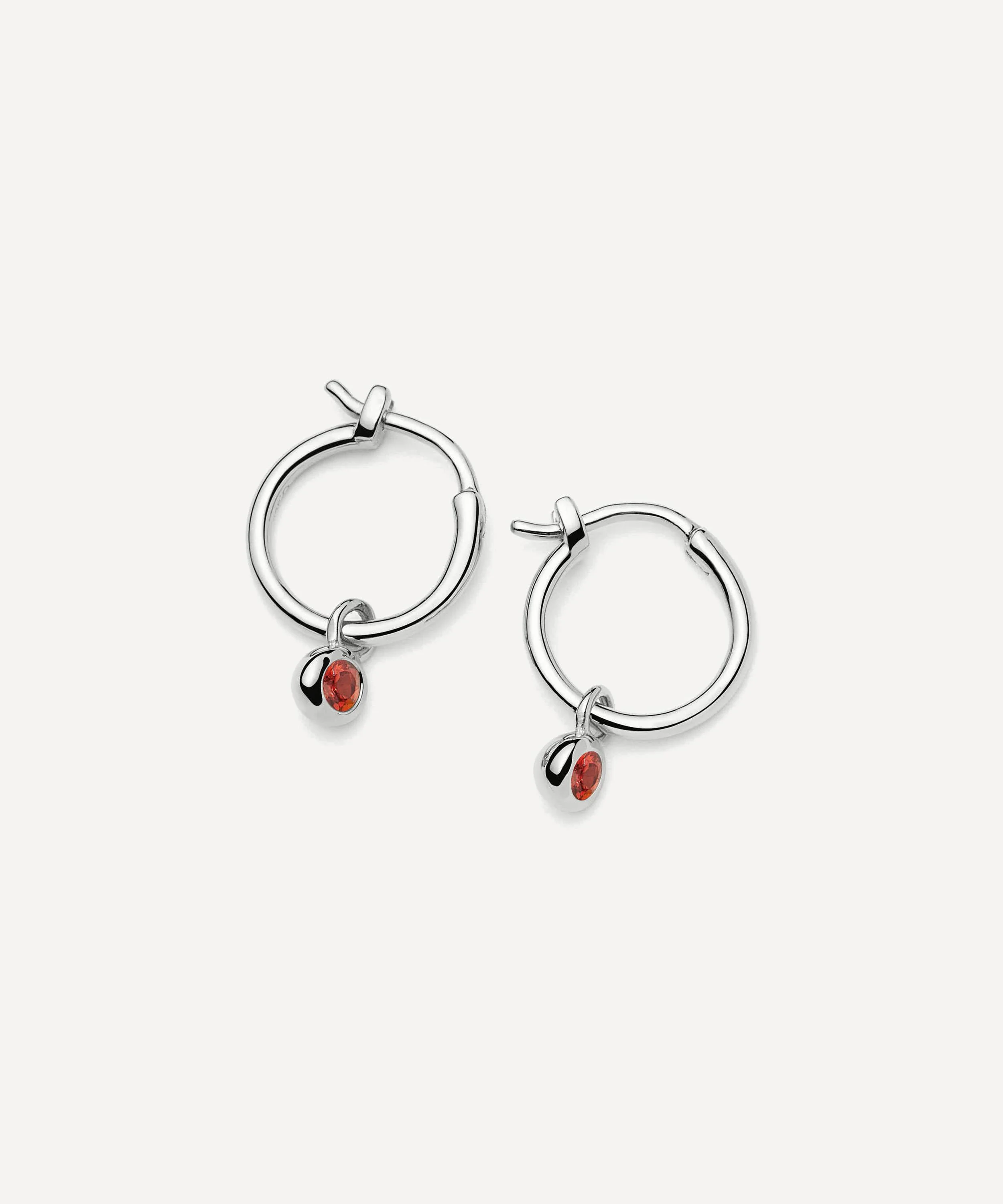 Sterling Silver January Birthstone Mini Charm Hoop Earrings - 1