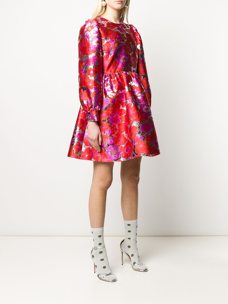 floral jacquard flared dress 3