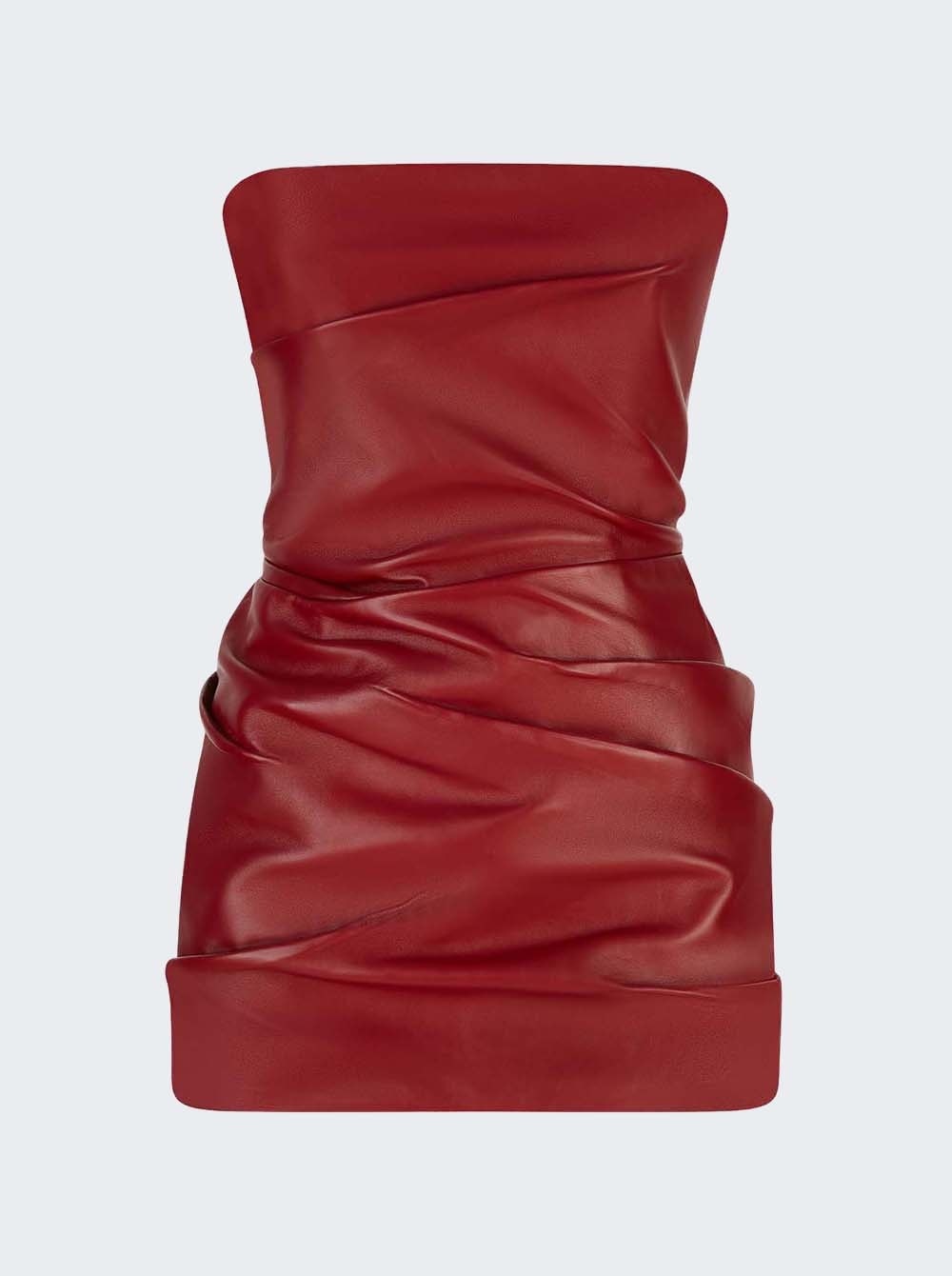 Leather Mini Dress Vibrant Red - 1