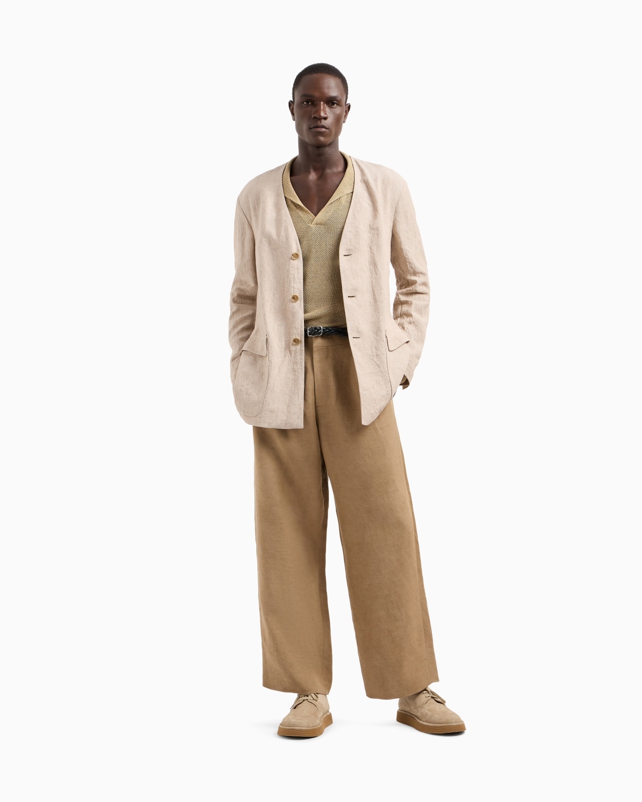 PURE LINEN CANVAS SINGLE-BREASTED JACKET - 2
