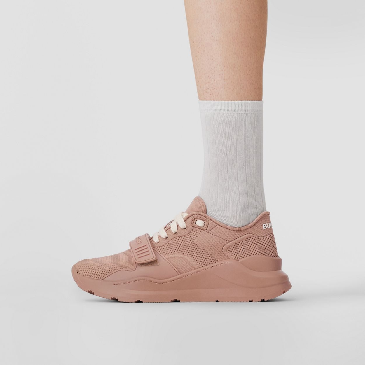 Knitted Stretch Nylon and Leather Sneakers - 3