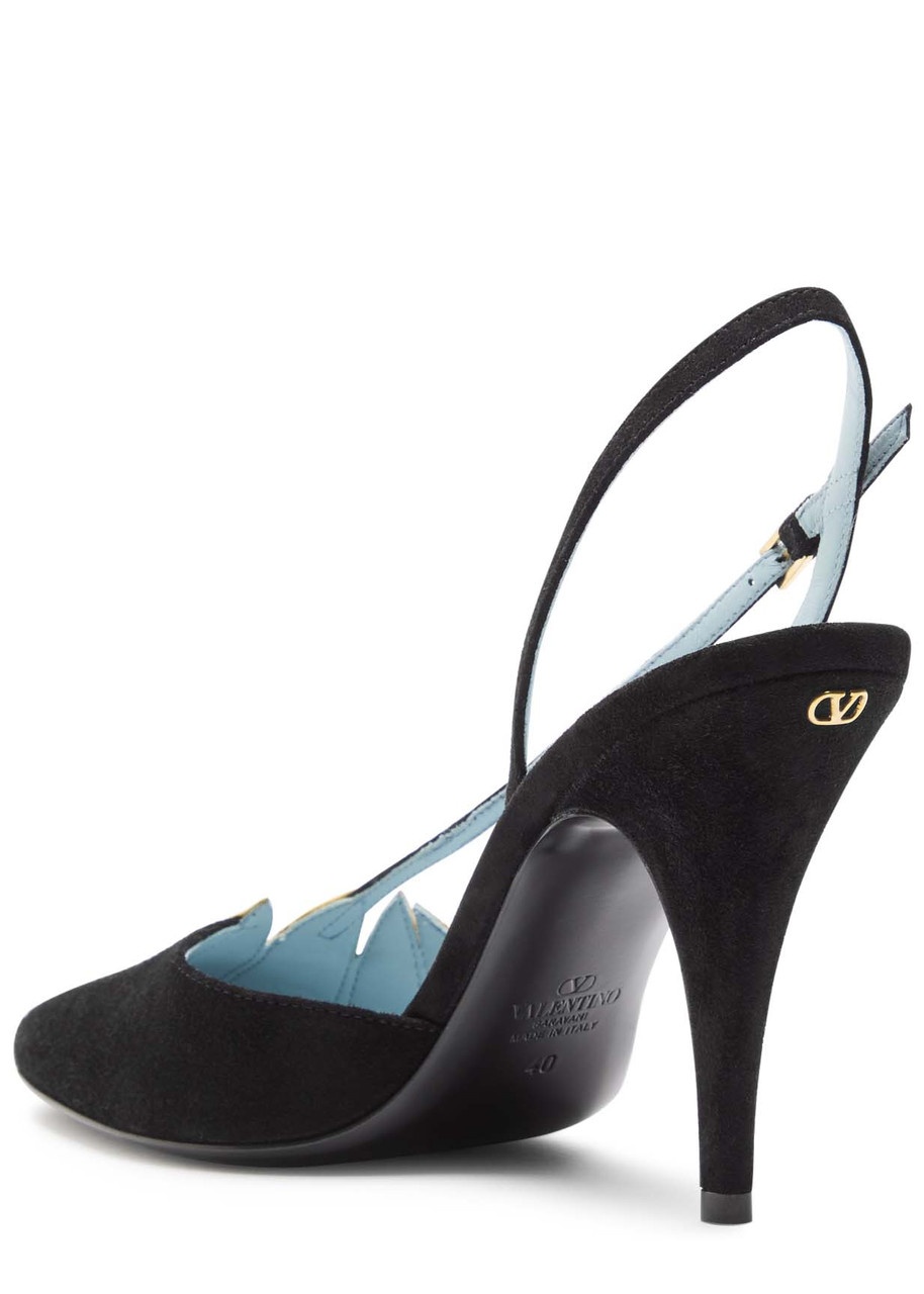 Valentino Foliefoliage 90 Suede Slingback Pumps - 2