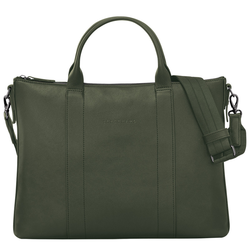 Longchamp 3D Briefcase Khaki - Leather 1