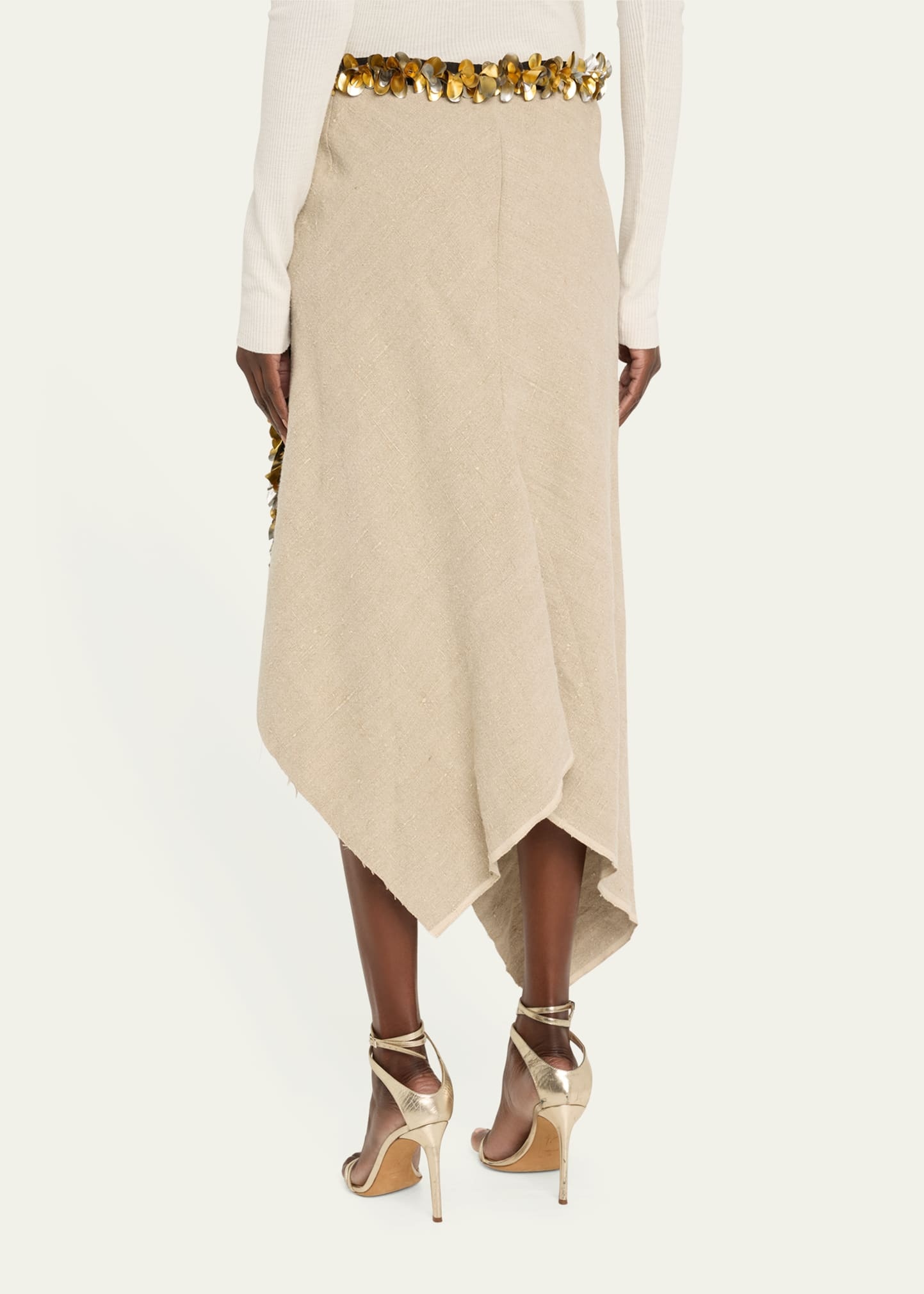 Darliston Sequined Handkerchief Midi Linen Skirt - 3