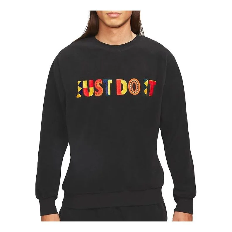Nike Round Neck Multi-Color Embroidered logo Pullover Black CW1679-010 - 1