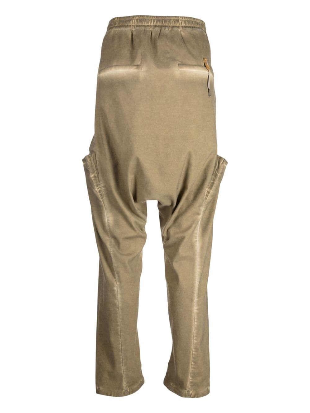 drawstring-waist cotton-blend drop-crotch trousers - 2