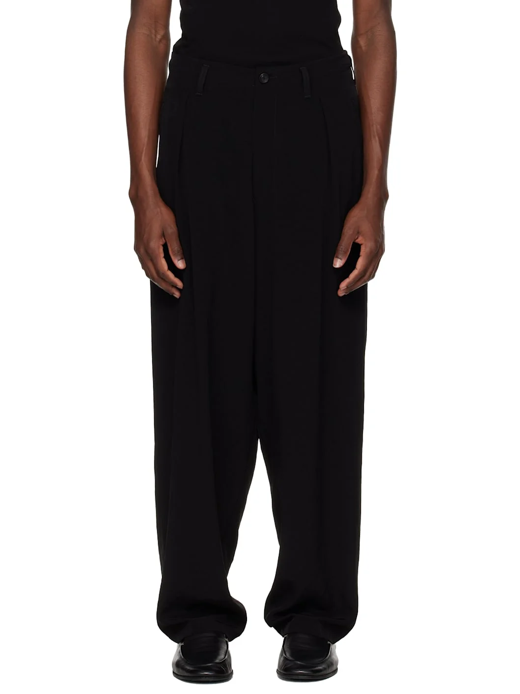 Black TA Tuxedo 1 Tuck Trousers - 1