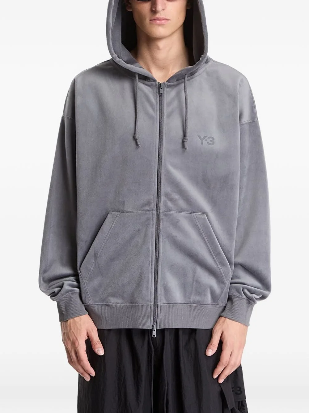 velvet zip-up hoodie - 1