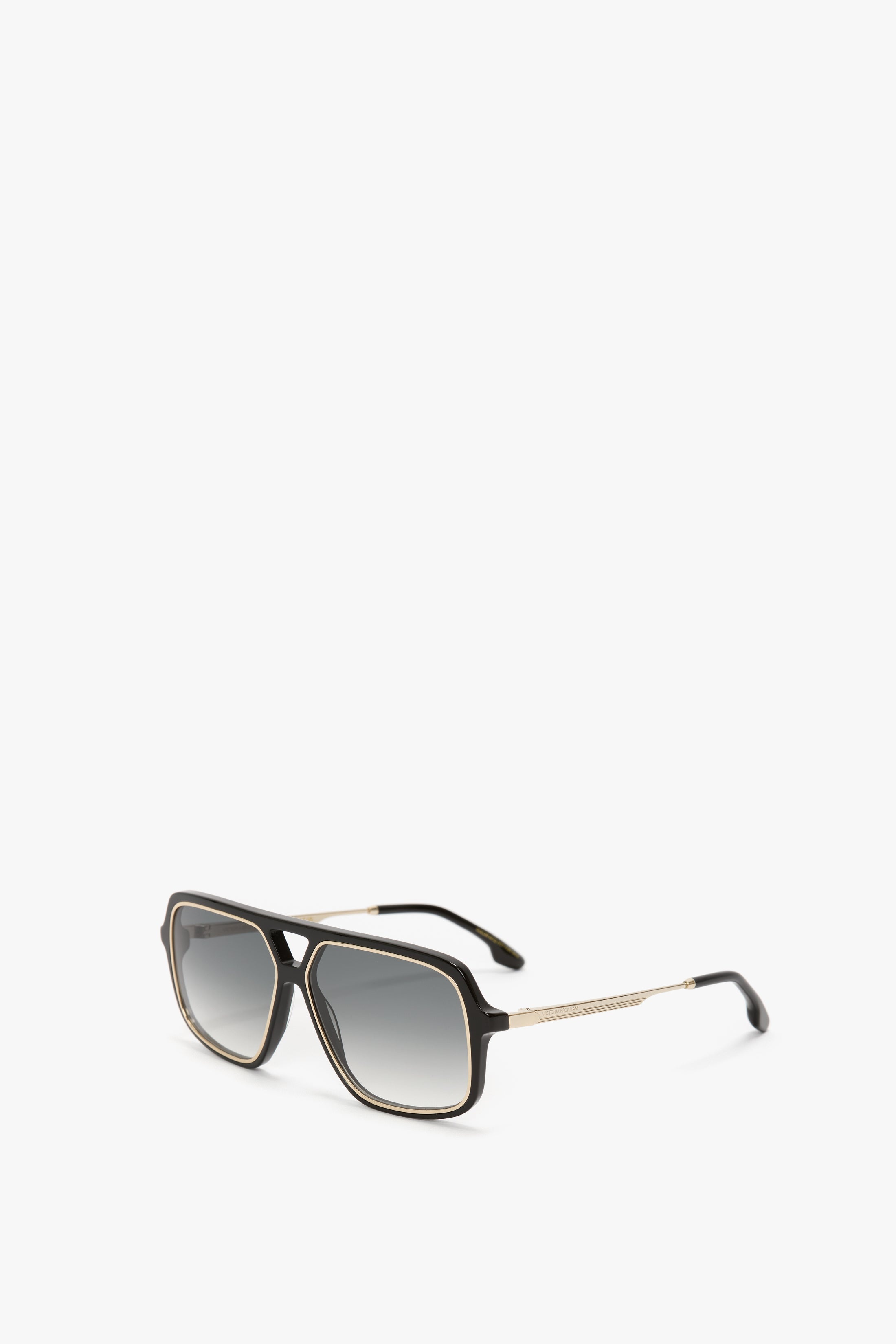 Double Bridge Aviator Sunglasses In Black - 3