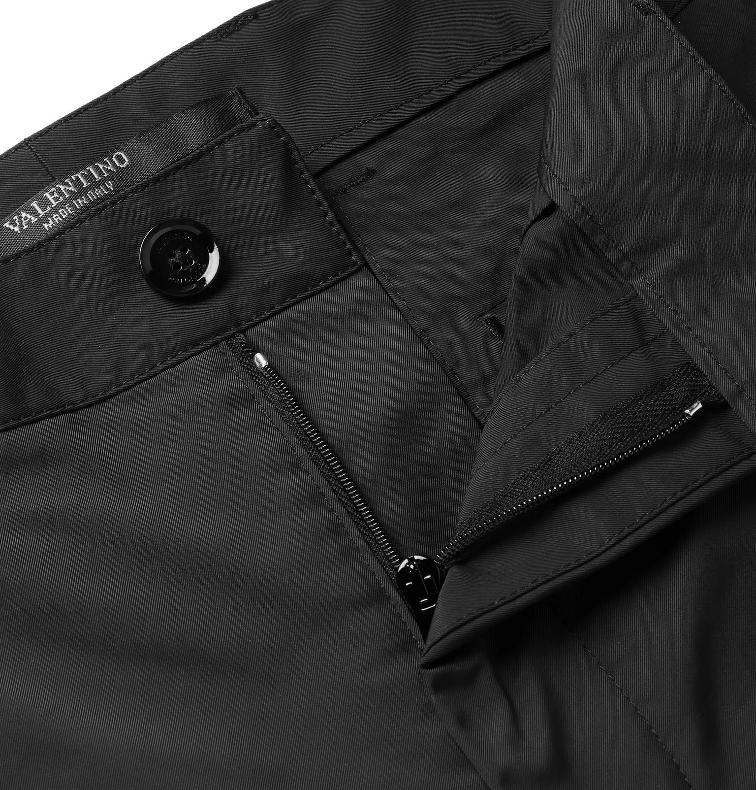 Black Tapered Pleated Tech-Twill Trousers - 3