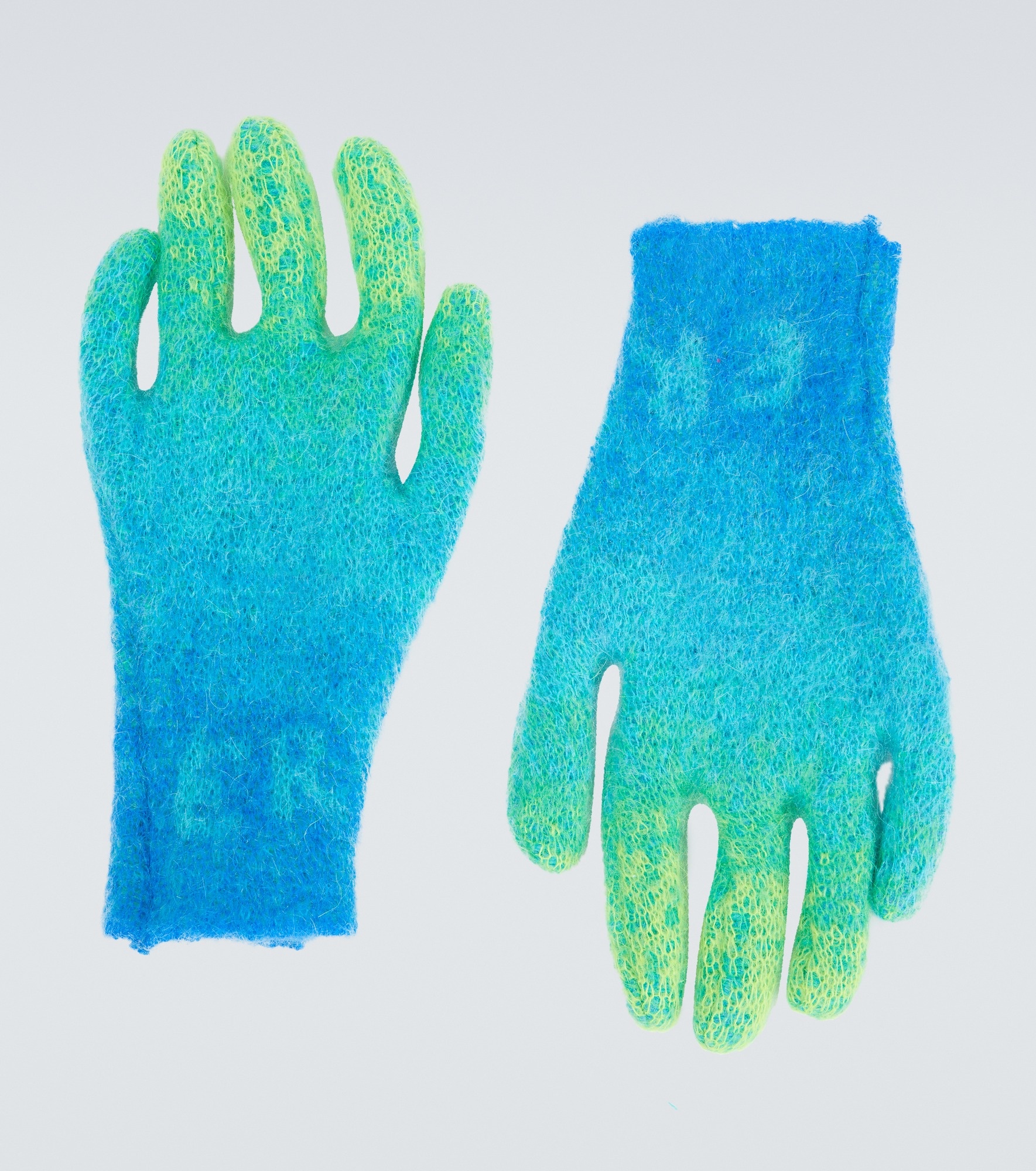 Gradient knitted mohair-blend gloves - 1