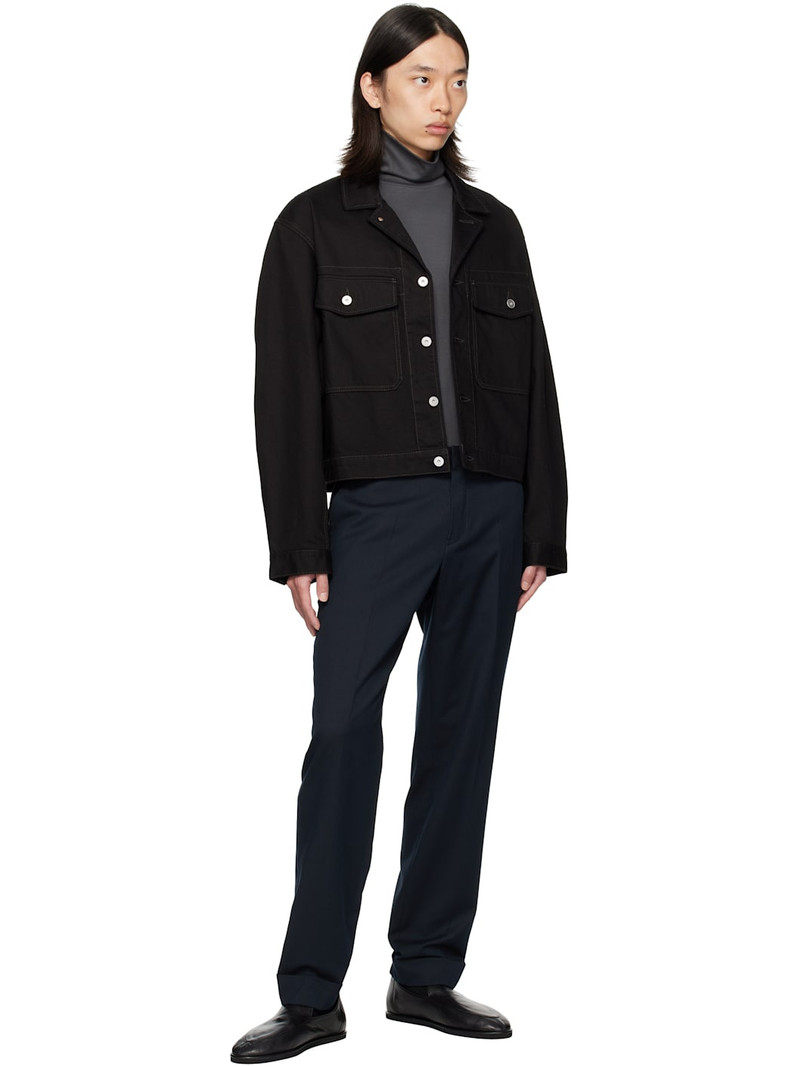 Dries Van Noten Navy Button Tab Trousers outlook