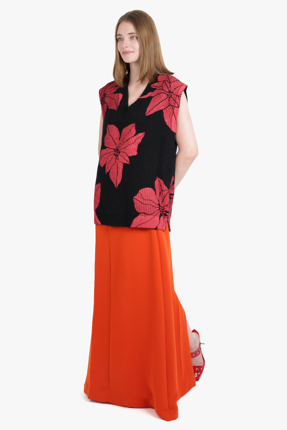 LONG LINE MAXI SKIRT | LOBSTER ORANGE - 4