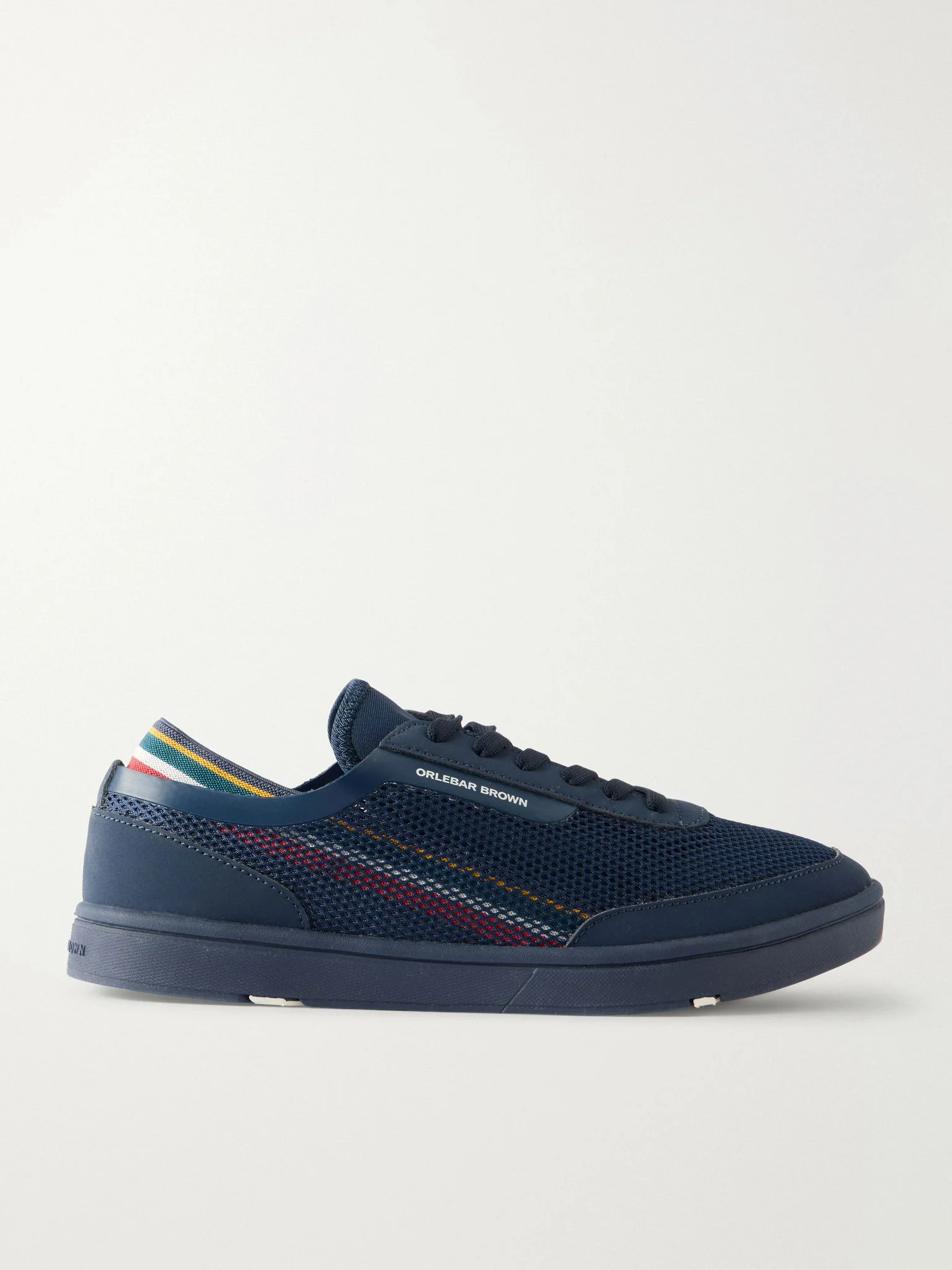Larson Striped Mesh and Canvas Sneakers Navy - 1