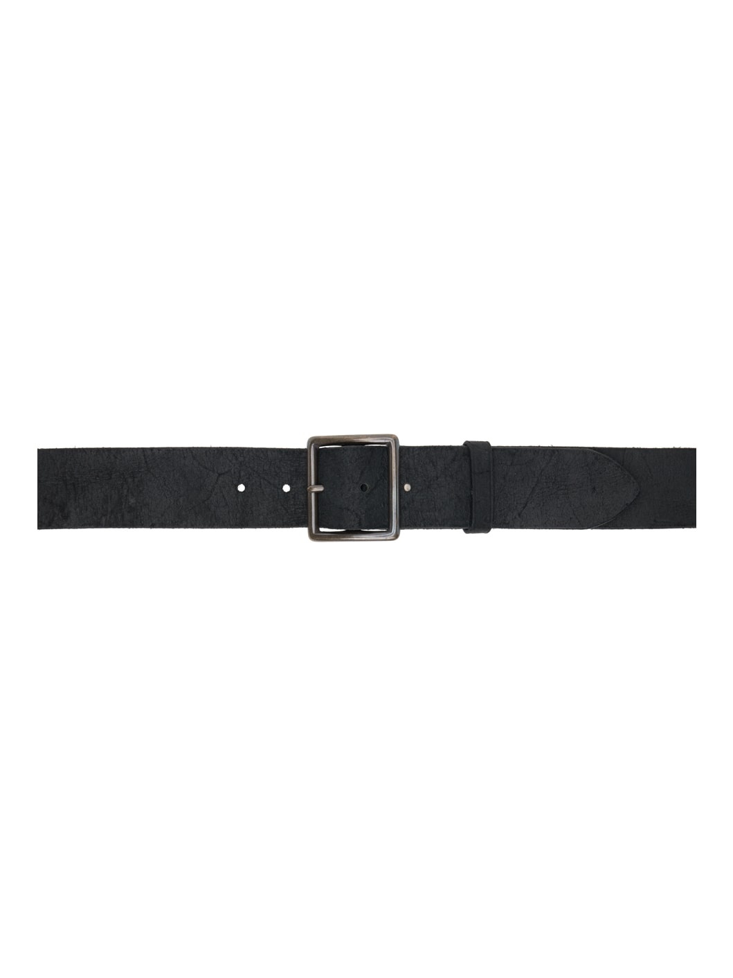 Black Distressed Leather Belt - 1