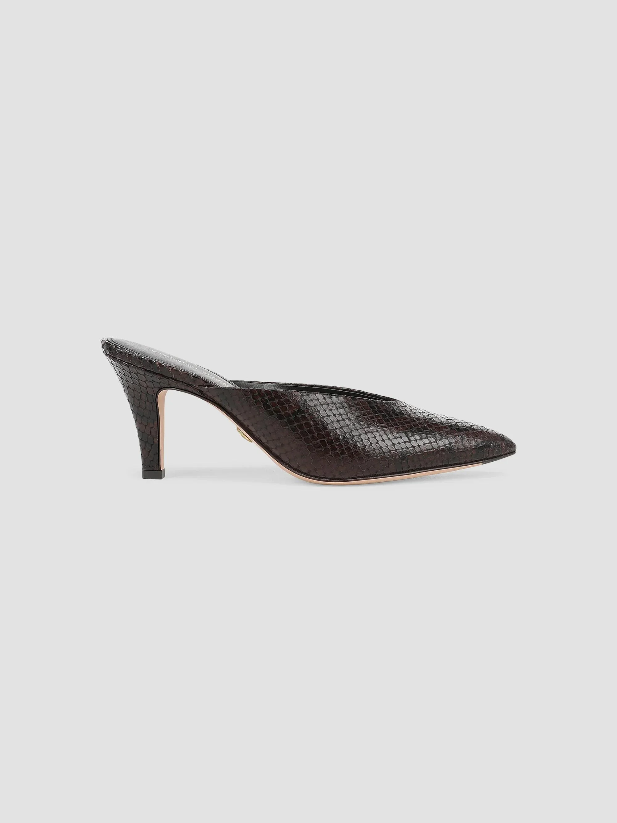 Women's Rochelle 75MM Snake-Embossed Leather Mules - Espresso - 1