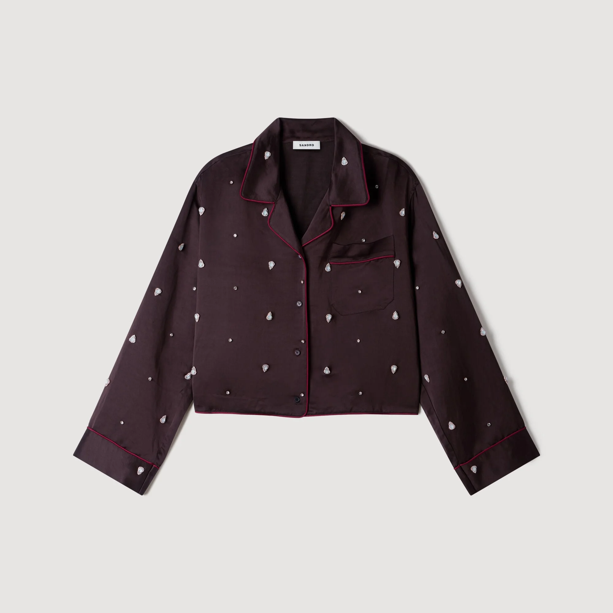 SHIRT WITH BEADS AND RHINESTONES - 1