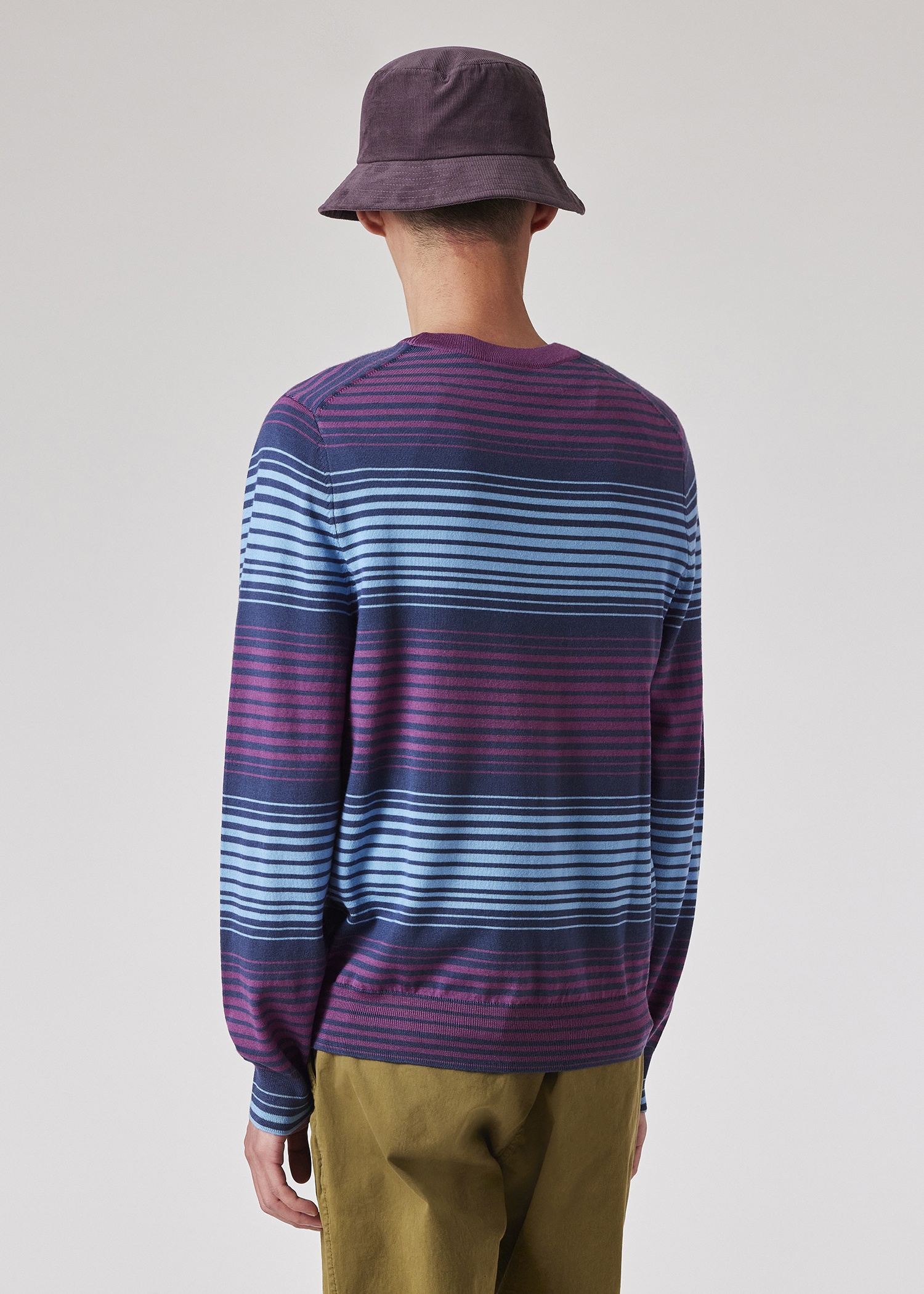 Purple and Blue Stripe Merino Sweater - 4