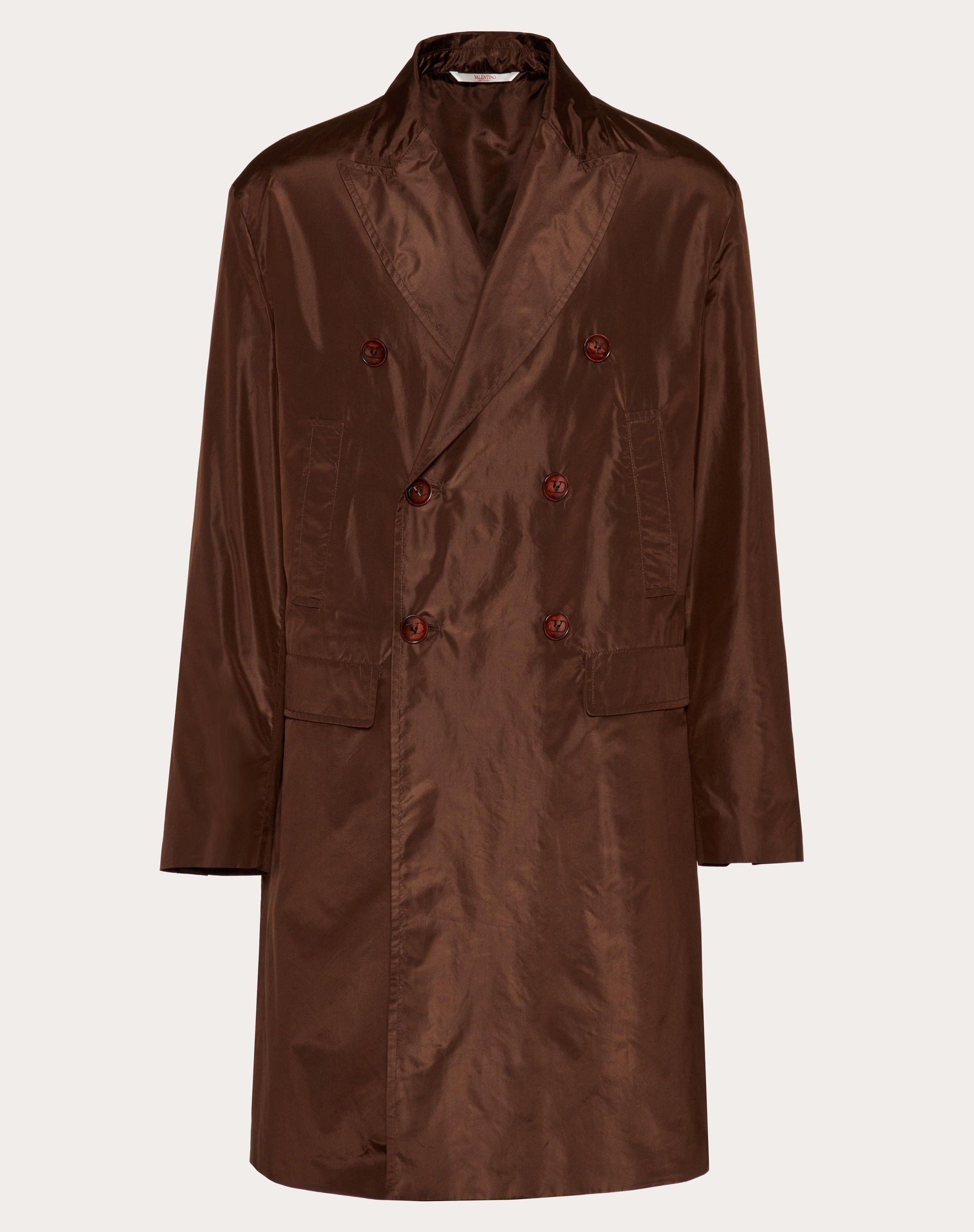WASHED SILK DOUBLE BREASTED COAT - 1