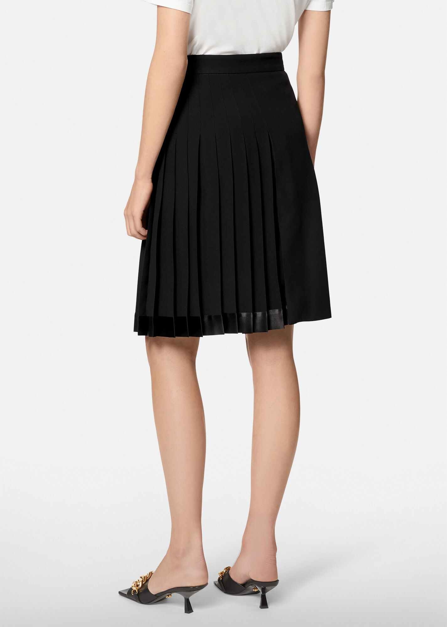 Safety Pin Pleated Satin Skirt - 3