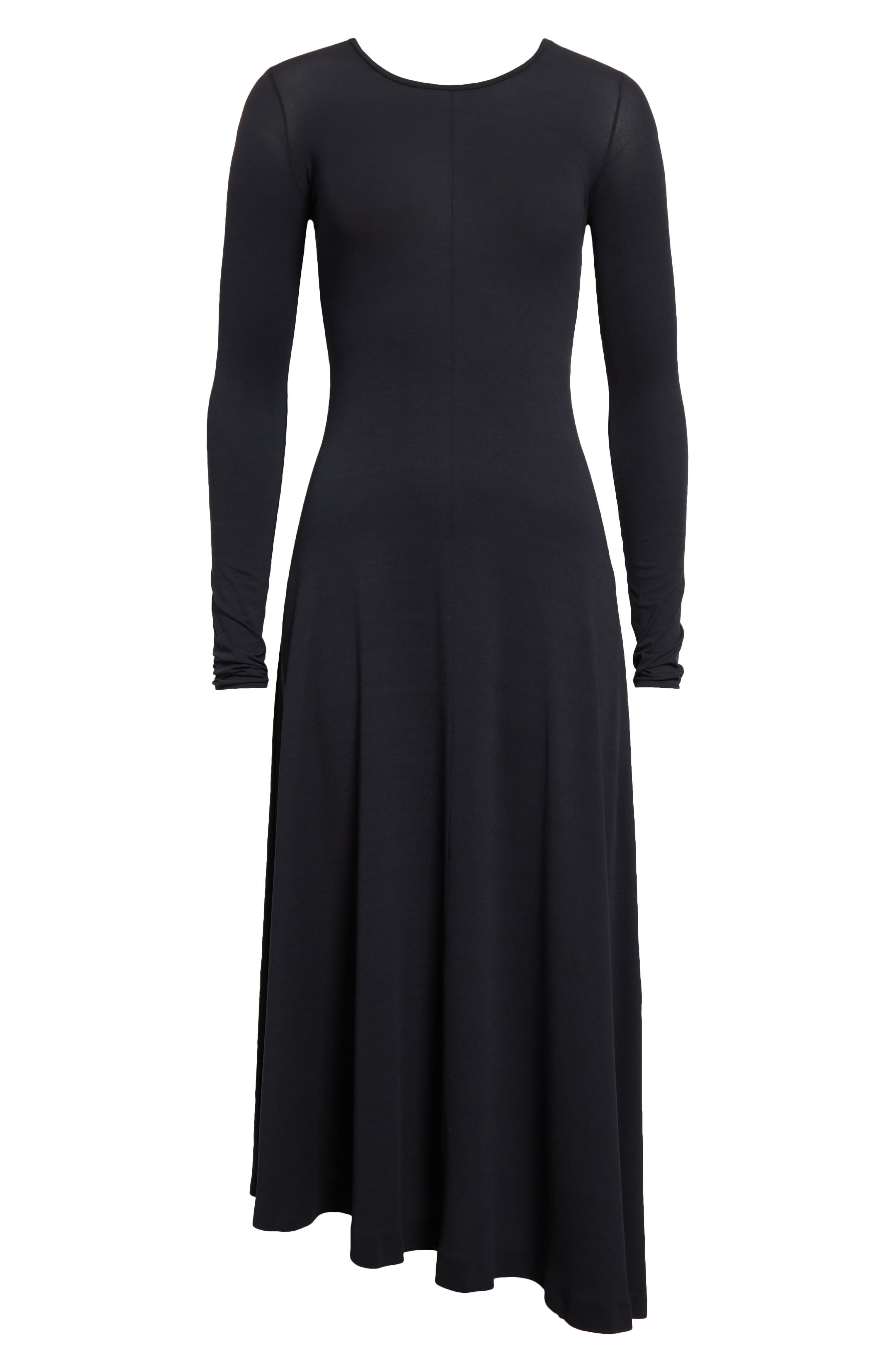 FFORME Jo Long Sleeve Stretch Silk Crepe Jersey Asymmetric Dress in Navy at Nordstrom - 5