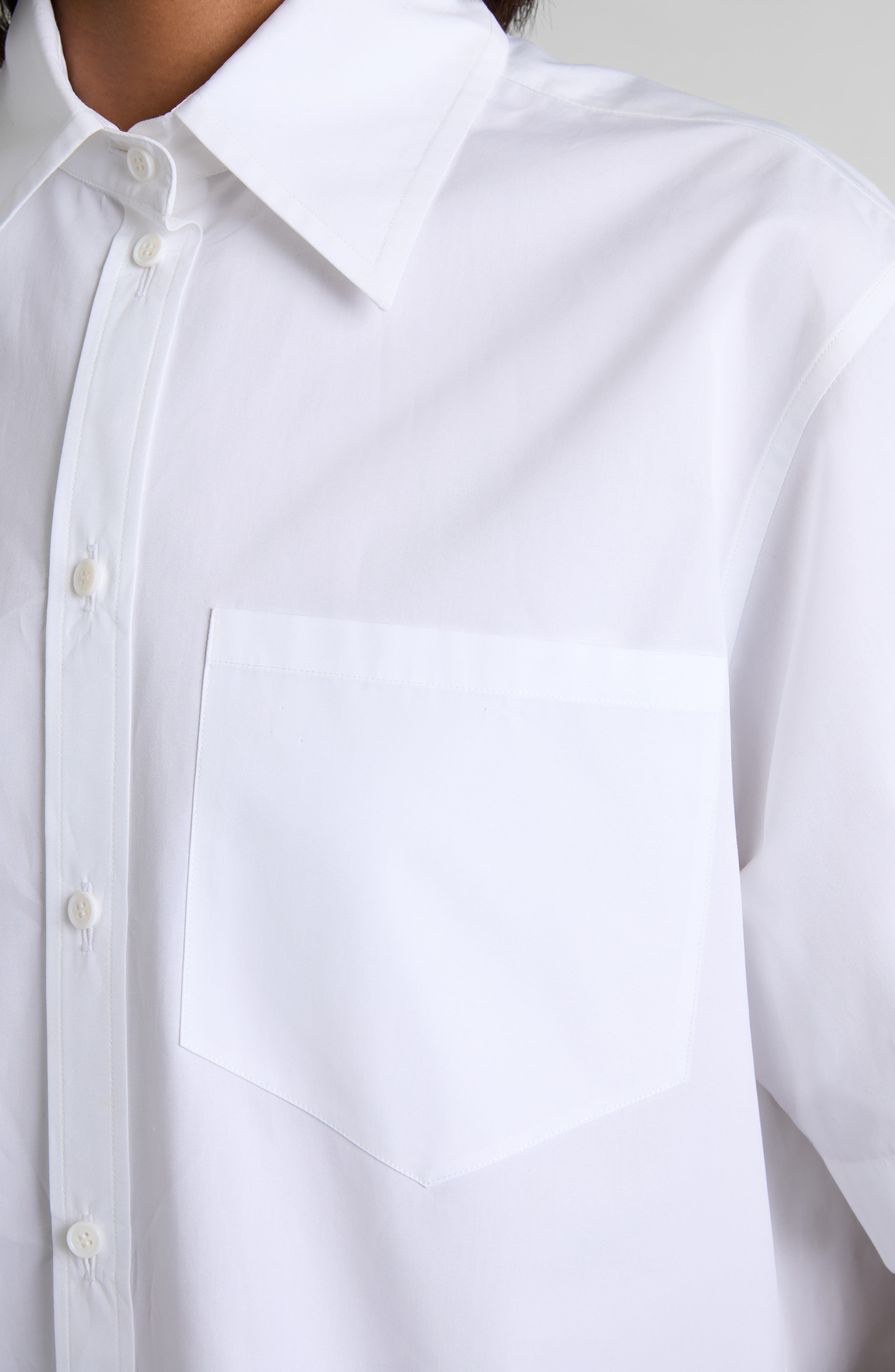 McQueen Cotton Poplin Button-Up Shirt in Optical White at Nordstrom - 4