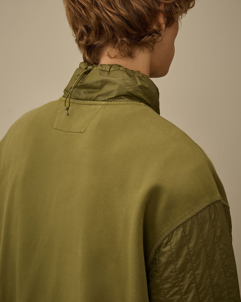 Diagonal Raised Fleece Mixed Half Zip Sweatshirt 6