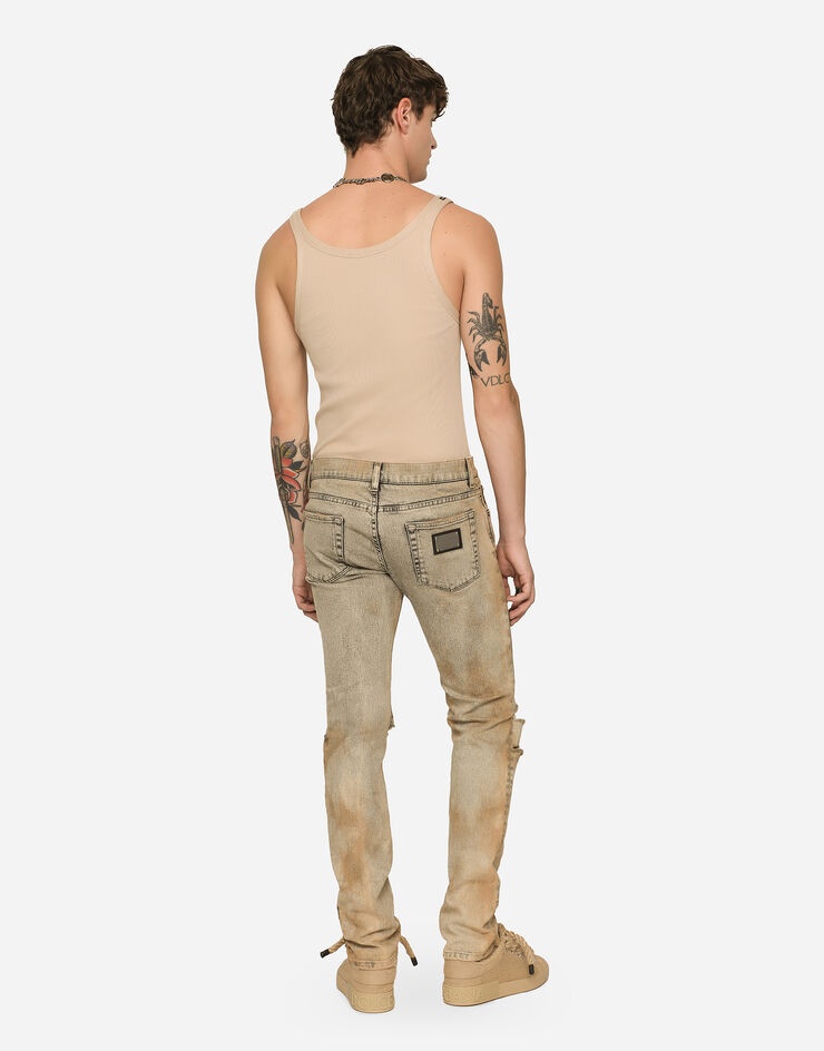 Overdyed skinny fit stretch jeans with rips - 3