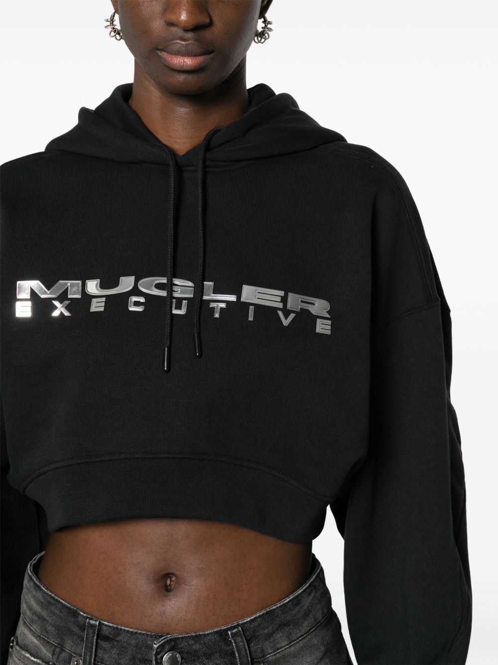 logo-appliqué cropped hoodie - 5