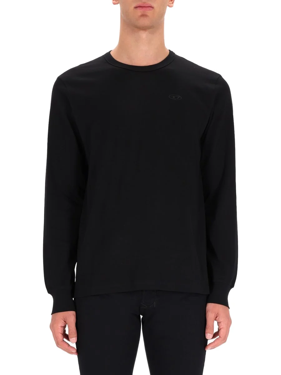 LONG SLEEVE COTTON T-SHIRT WITH EMBROIDERED LOGO - 1