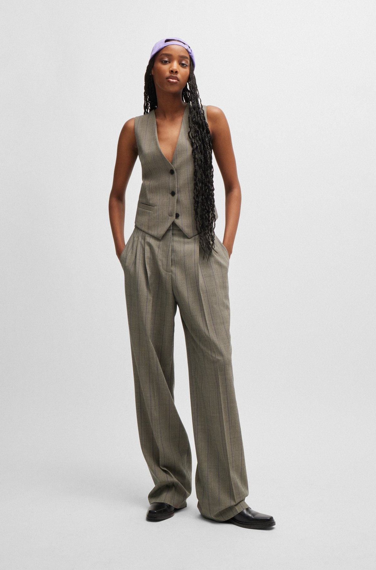REGULAR-FIT WAISTCOAT IN STRIPED CLOTH - 3
