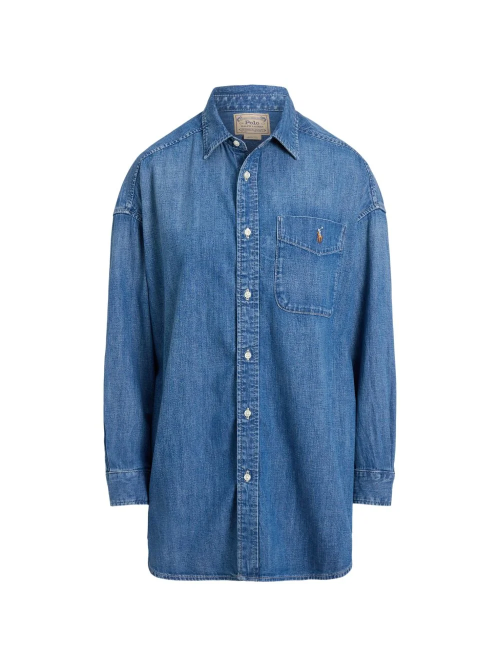 logo-embroidered denim shirt - 1
